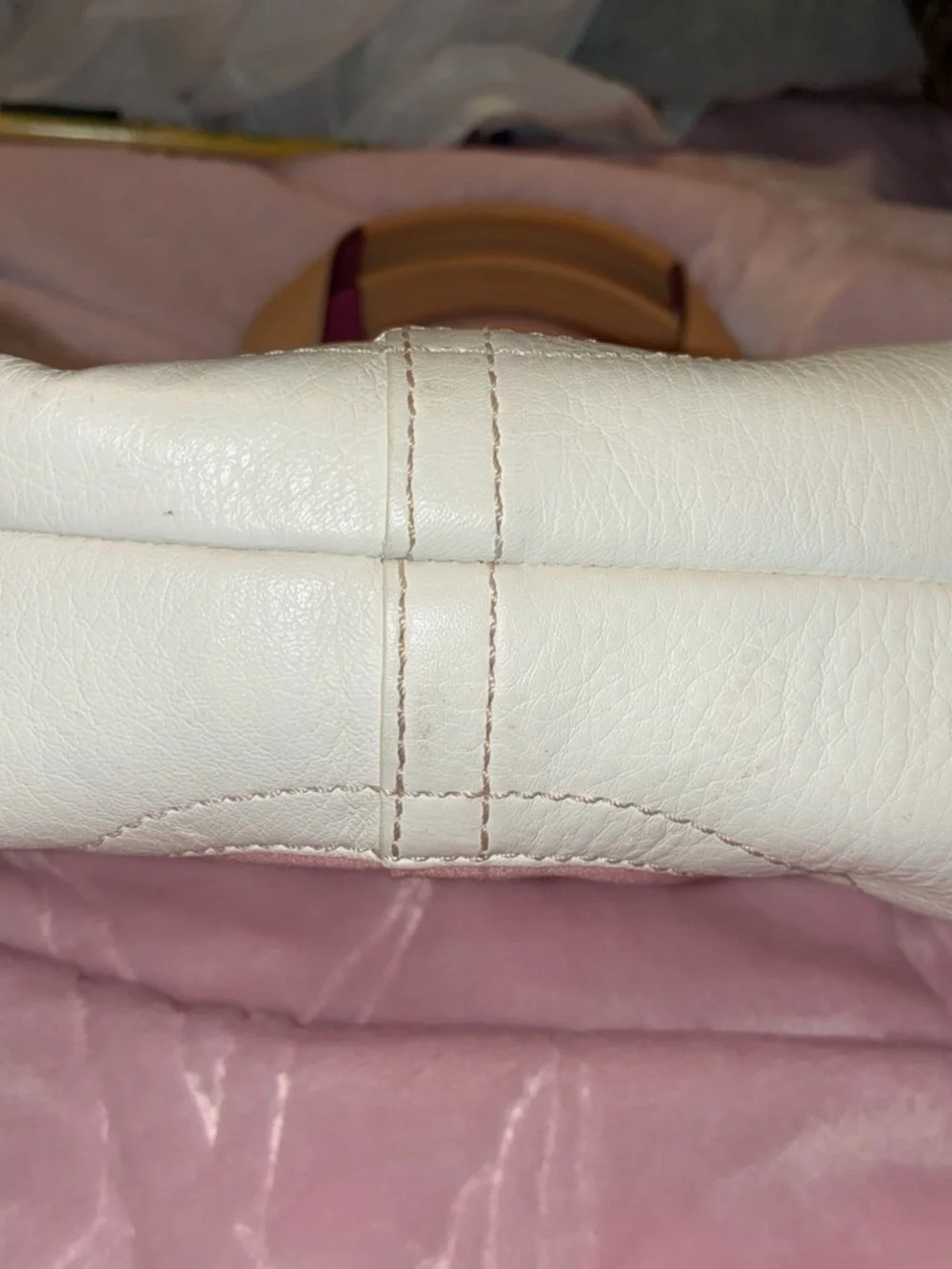 Coach Pink and White Tote with Tan Leather Handles